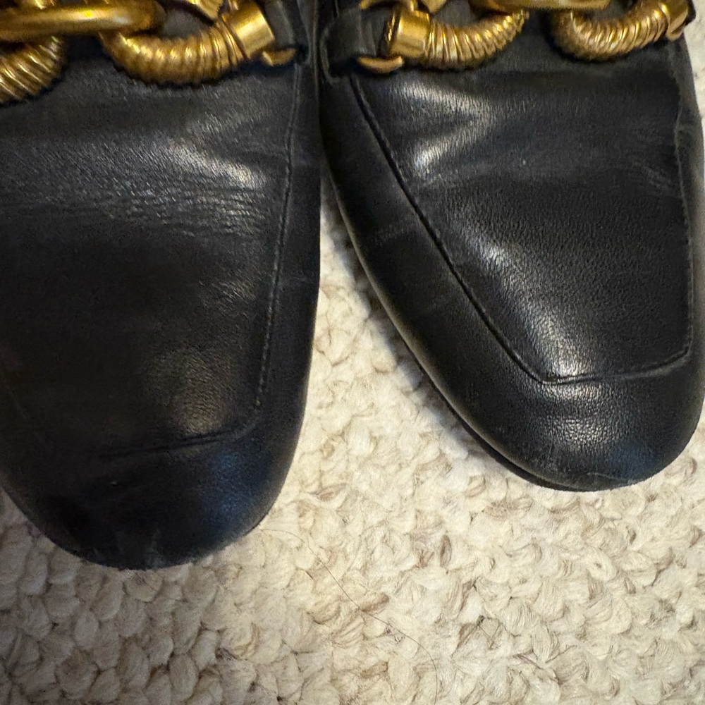 Tory Burch Black Loafers with Gold Accent - Picture 2 of 3